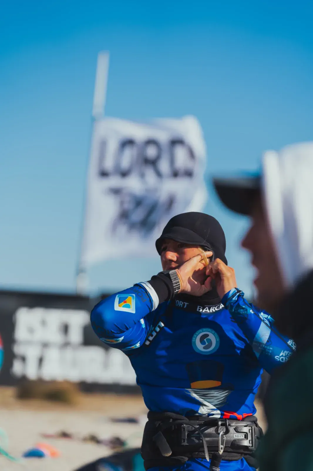 Finn Flügel preparing for a Big Air heat at Port Barcarès
